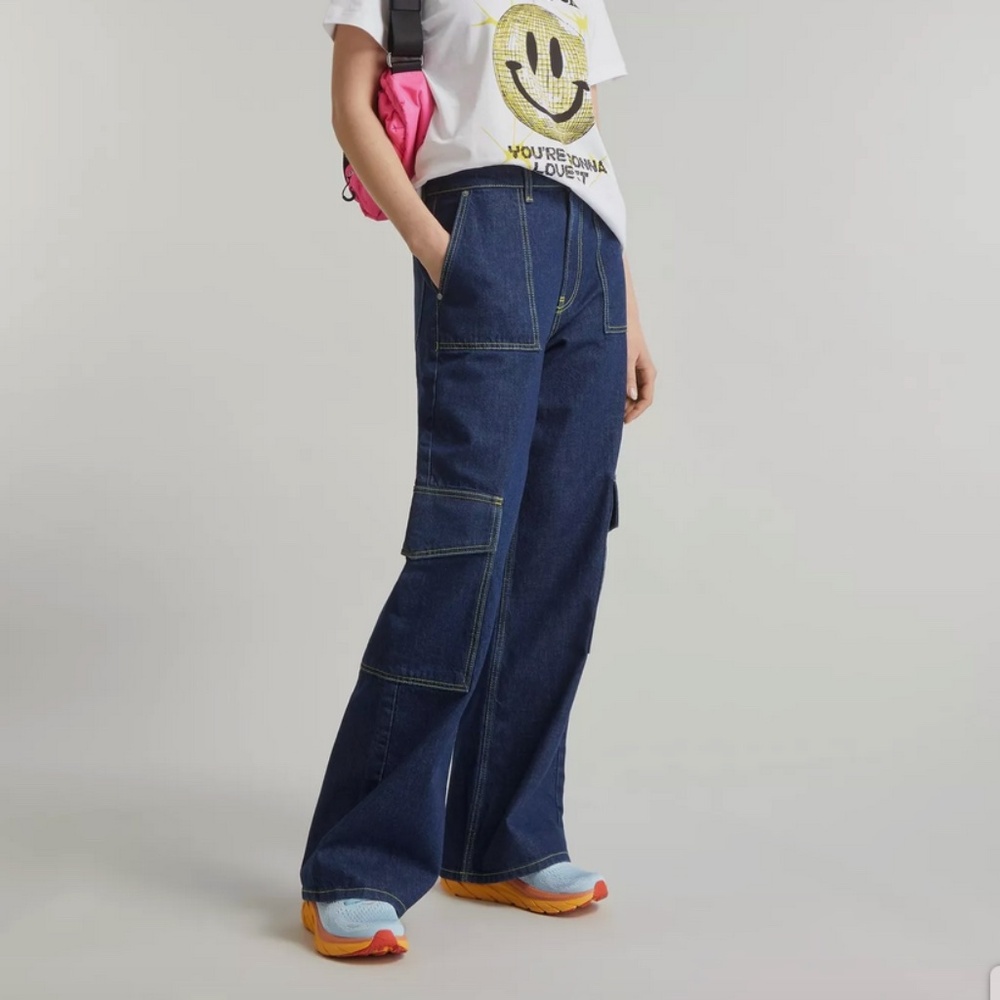 Ganni Denim Angi Cargo Jeans in Rinse